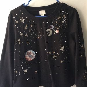 Black space theme sweater